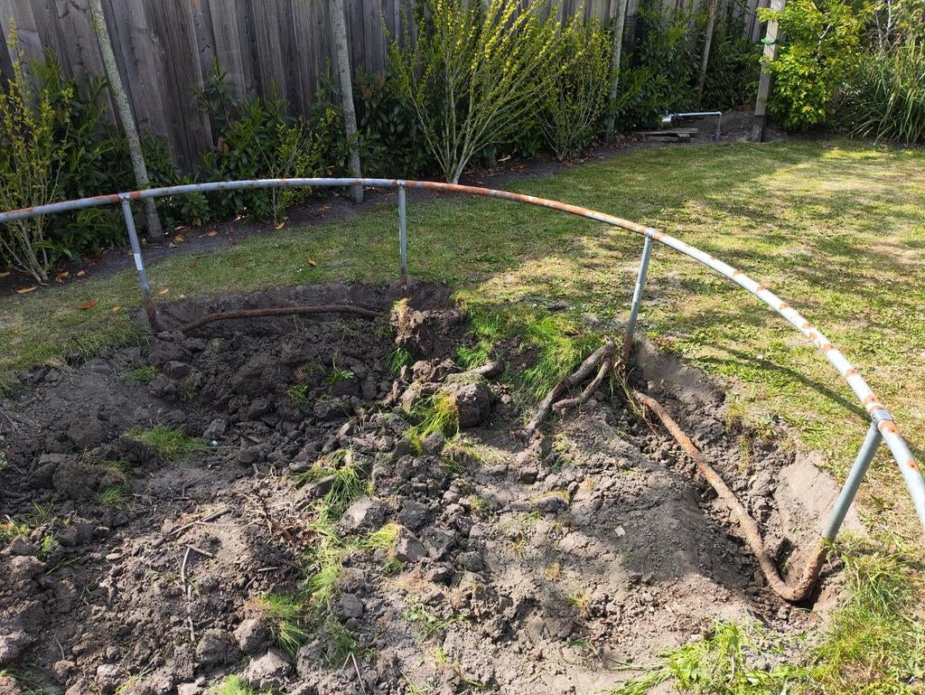 Inbouw trampoline frame en springmat diameter 4m, Ophalen, Gebruikt