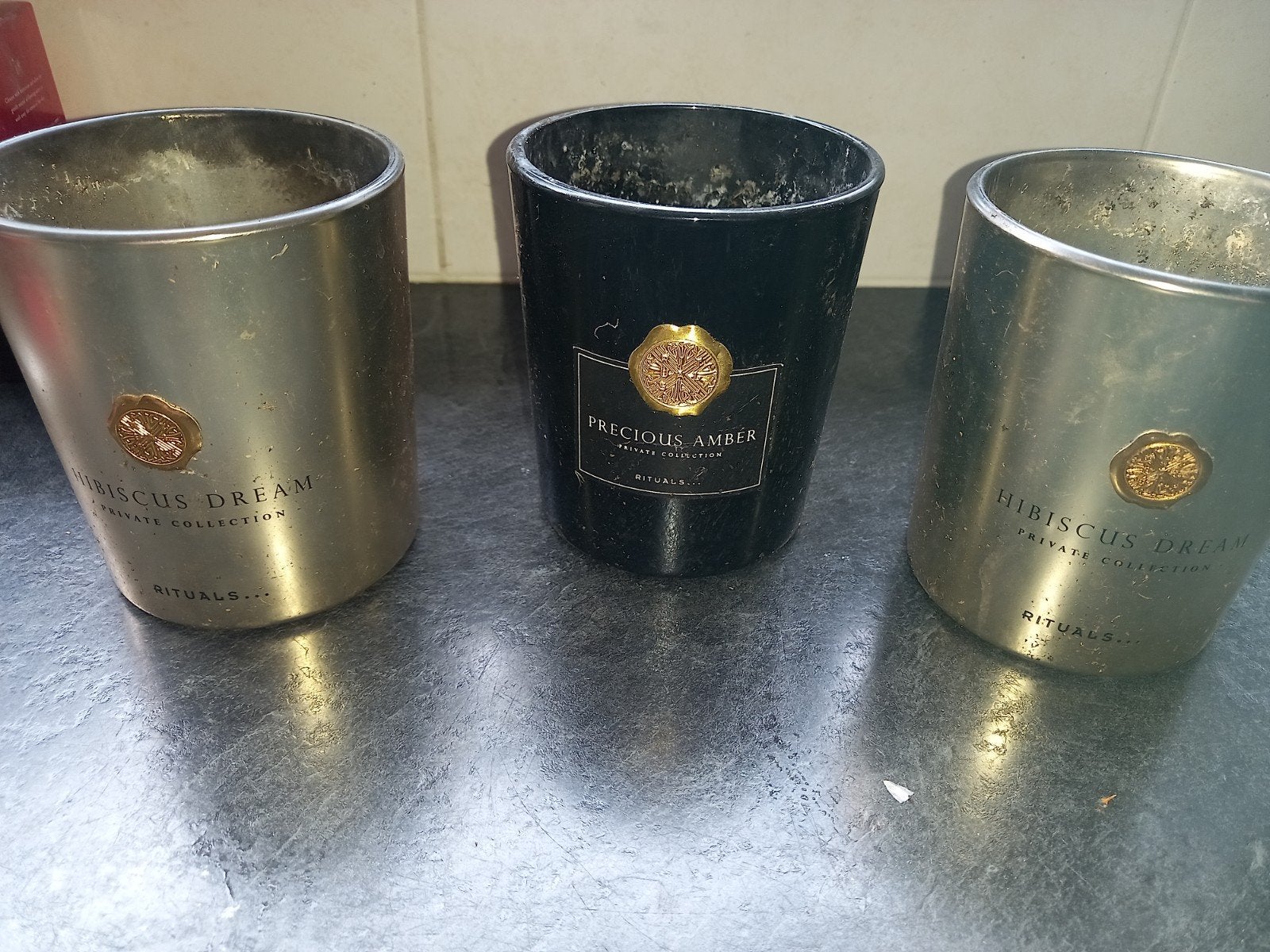 Rituals kaarsenhouders - Hibiscus Dream & Precious Amber, Gebruikt, Ophalen of Verzenden, Rituals, Metaal