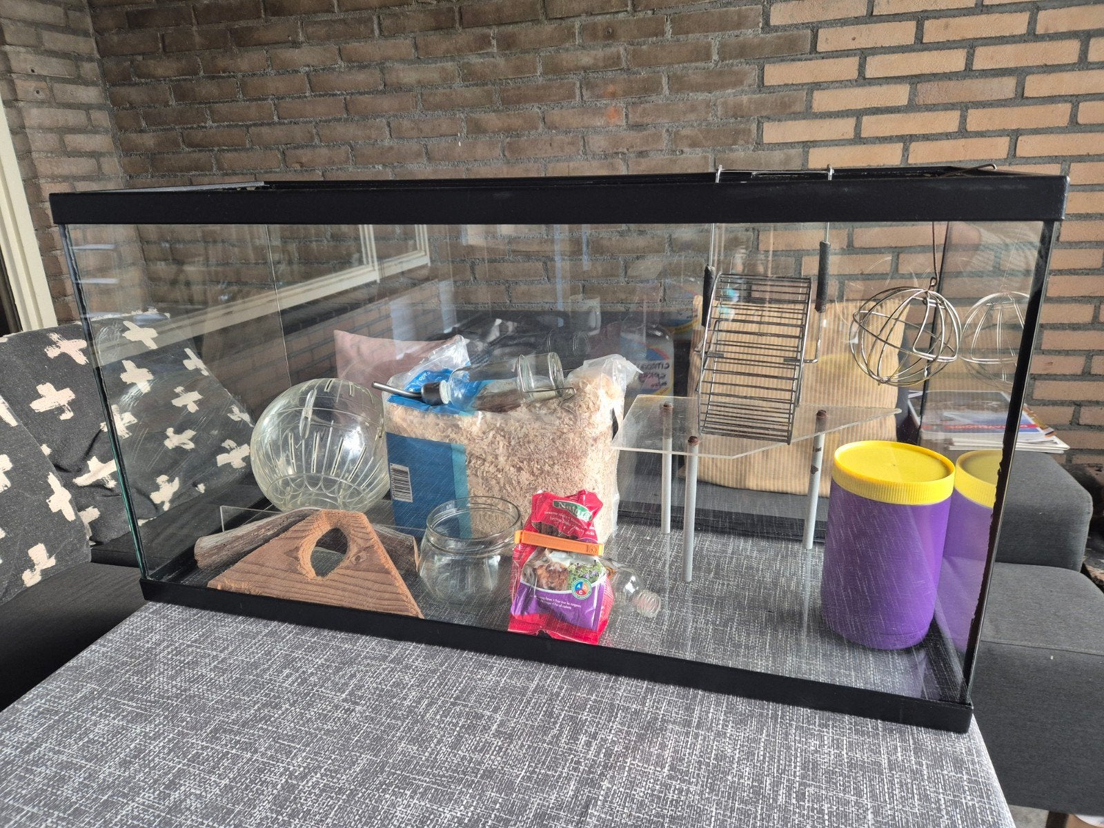 gerbil / hamster hok / glazen hok, Dieren en Toebehoren, Knaagdieren en Konijnen | Hokken en Kooien, Gebruikt, Muis, Hok, 75 tot 110 cm