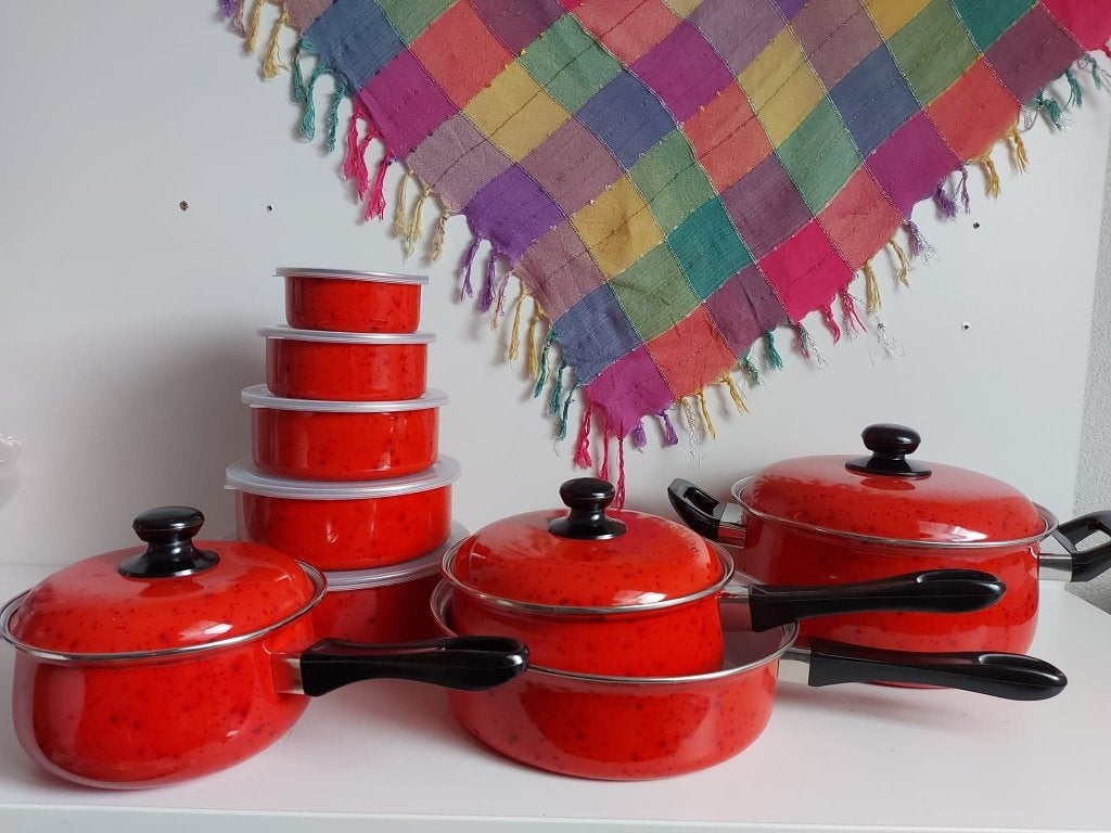 pannenset met voorraadbakjes en deksels 12 delig Nieuw !!!, Ophalen, Nieuw, Overige materialen, Pannenset
