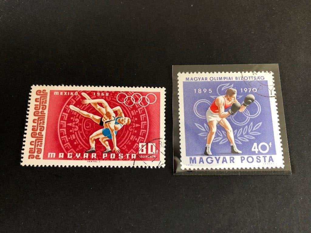 Hongarije Olympische Spelen 1968-70 worstelen en boksen gest, Postzegels en Munten, Postzegels | Europa | Hongarije, Ophalen of Verzenden
