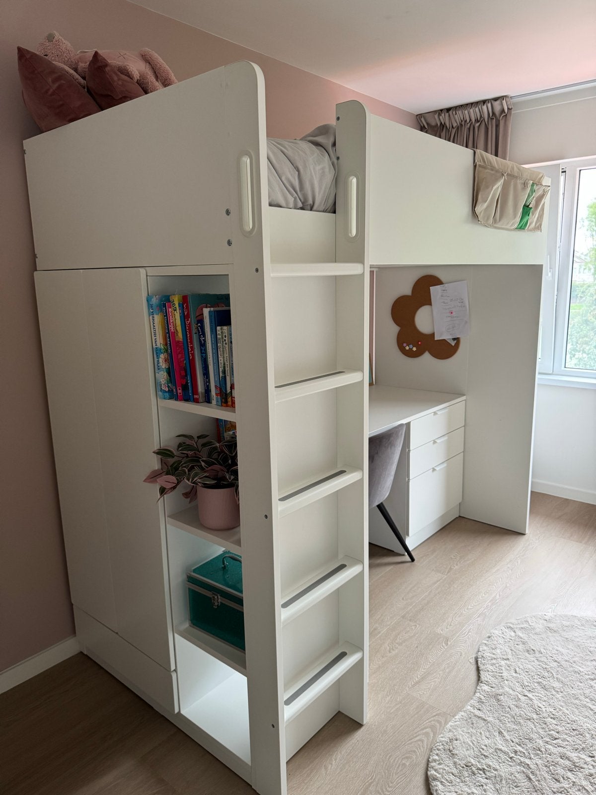 IKEA SMÅSTAD Hoogslaper met bureau en opbergruimte, Ophalen, Eenpersoons, Zo goed als nieuw, 200 cm