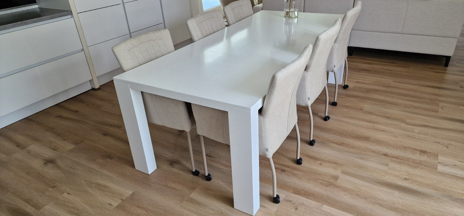 Eettafel, wit, 100 x 220, Ophalen, Gebruikt, 200 cm of meer, 50 tot 100 cm