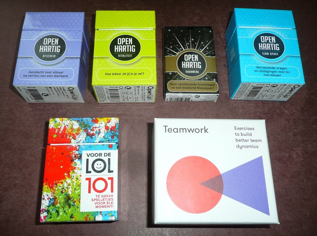 6 x kaartspelen OPENHARTIG Teamwork VOOR DE LOL., Ophalen of Verzenden, Zo goed als nieuw, 6 x kaartspelen OPENHARTIG Teamwork VOOR DE LOL.