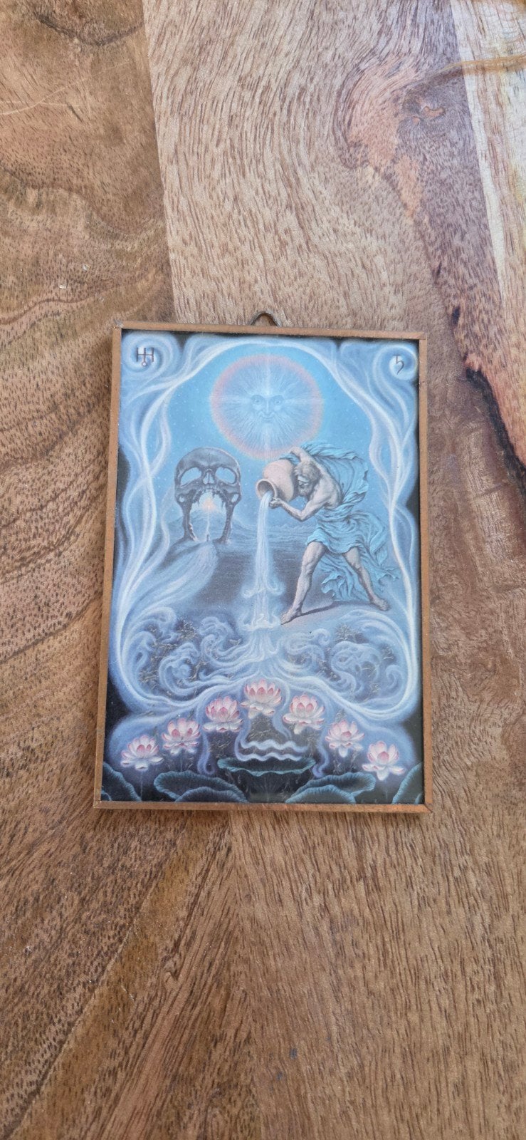 Vintage Aquariusteken schilderij - Mystiek & Spiritueel, Ophalen of Verzenden