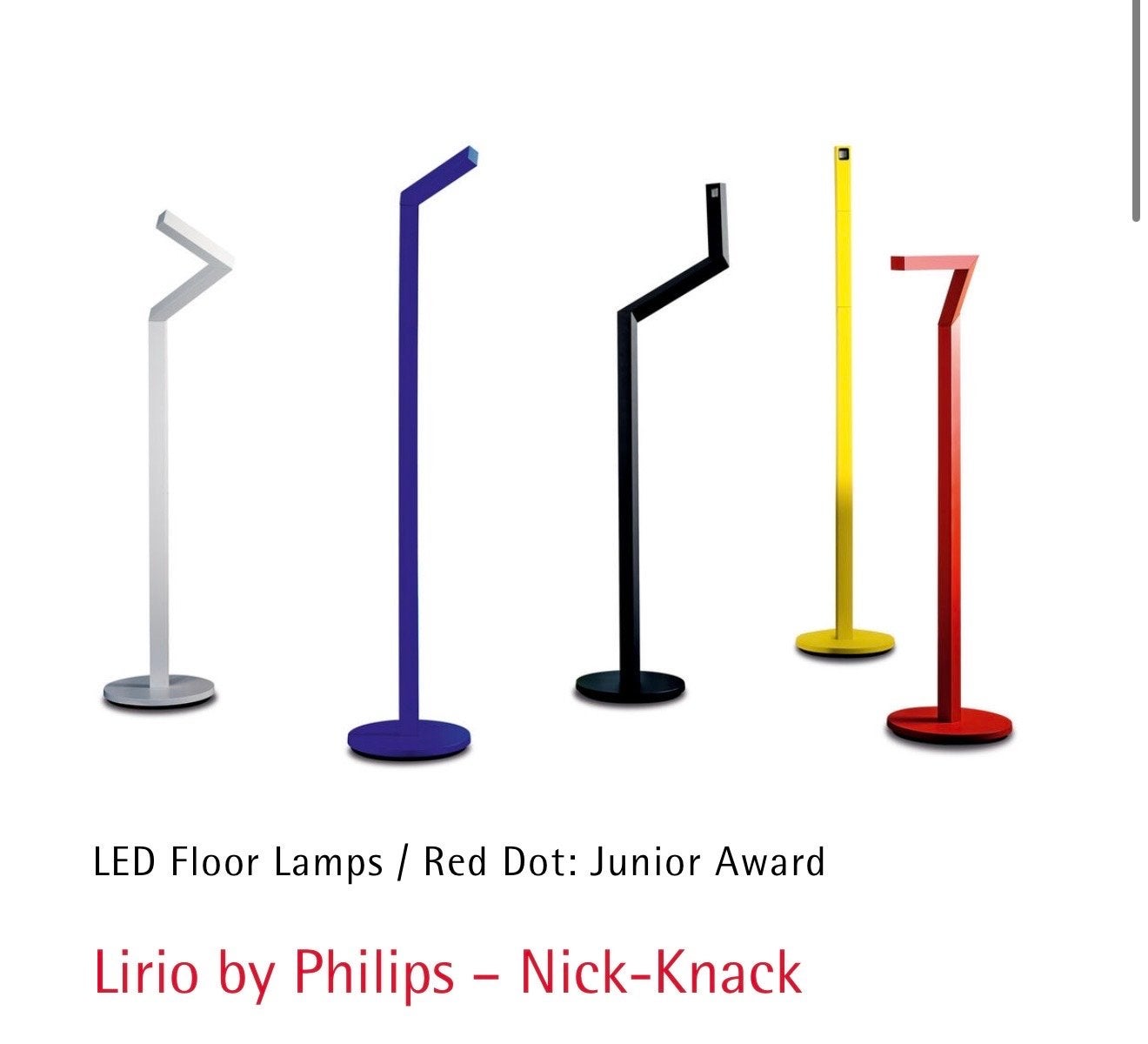 Philips Lirio Nick-Knack LED Vloerlamp wit (AWARD), Gebruikt, Overige fittingen, Ophalen of Verzenden, Metaal