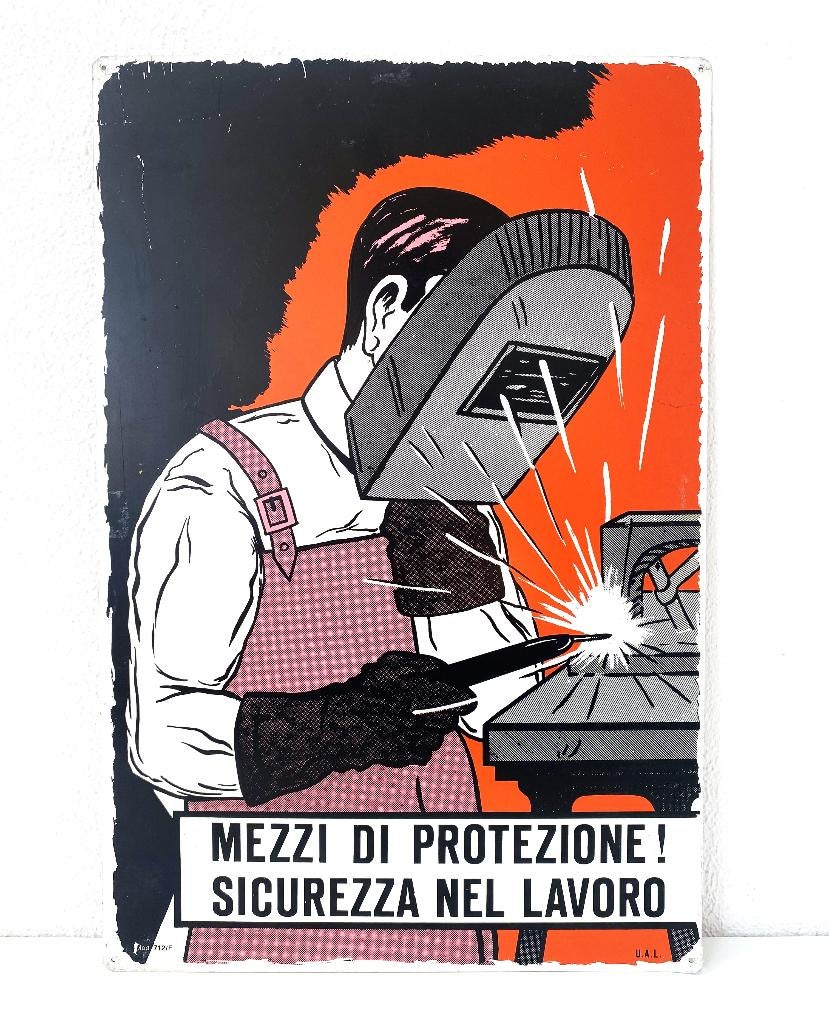 Italiaans waarschuwingsbord – Mezzi di Protezione!, Reclamebord, ., Ophalen of Verzenden, .