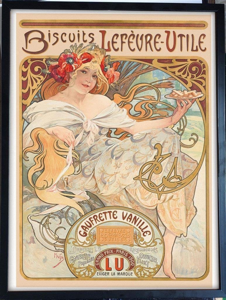 [Poster in Frame] Alphonse Mucha LU Lefevre Utile jugendstil, Verzenden, Nieuw, A1 t/m A3, Film en Tv