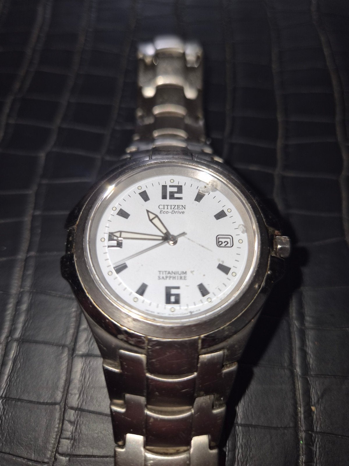 Citizen Eco-Drive Titanium Saffier Zonne-energie Horloge, Ophalen, Gebruikt, Overige materialen, Staal