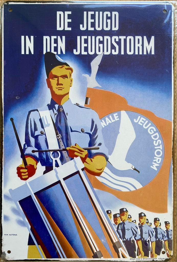 Jeugdstorm blikken plaat affiche wo2 nsb, Verzamelen, Militaria | Tweede Wereldoorlog, Ophalen of Verzenden, Nederland, Foto of Poster