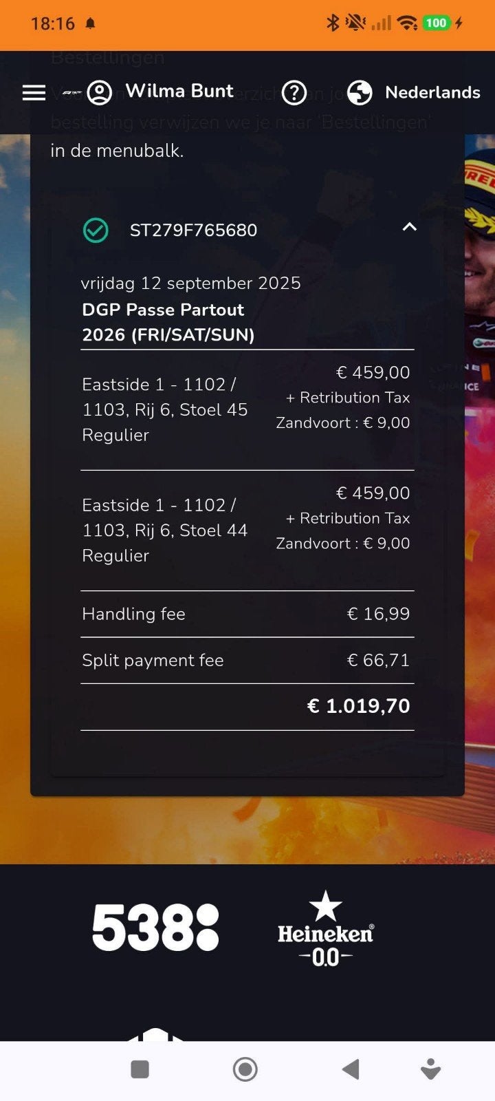 Formule 1 Zandvoort tickets, Twee personen