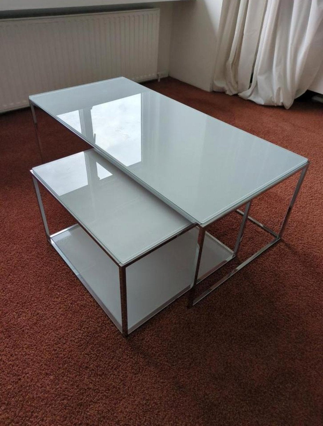 Salontafel glas, Huis en Inrichting, Tafels | Salontafels, Ophalen, Zo goed als nieuw, Glas, Modern