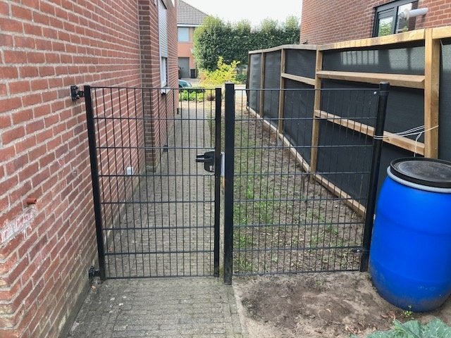 Dubbeldraadstaafsmat looppoort + hek, Tuin en Terras, Gebruikt, Minder dan 100 cm, 100 tot 150 cm, Ophalen of Verzenden