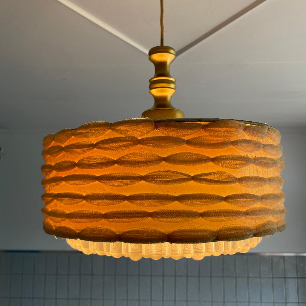 hanglamp vintage sixties, hippy, jaren 60, Huis en Inrichting, Lampen | Hanglampen, Stof, Gebruikt, Vintage, Ophalen of Verzenden
