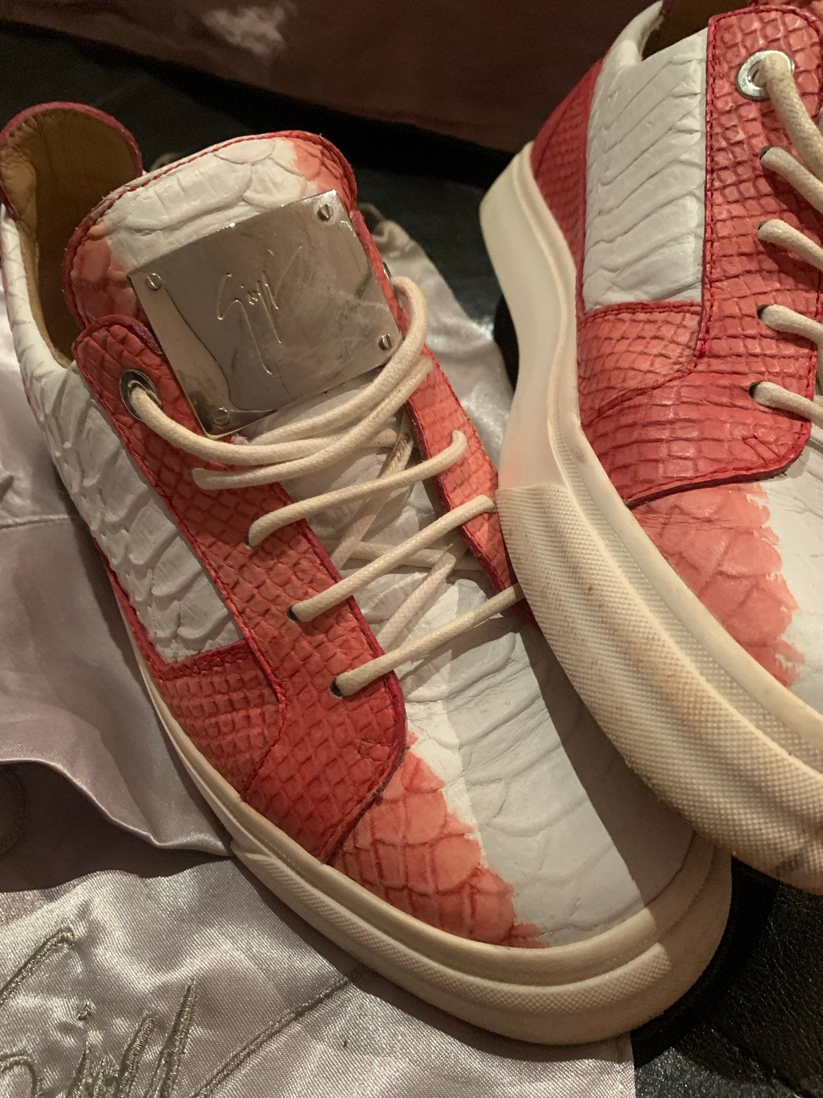Giuseppe Zanotti sneakers, rood/wit, maat 38, Ophalen, Zo goed als nieuw, Rood, Sneakers of Gympen