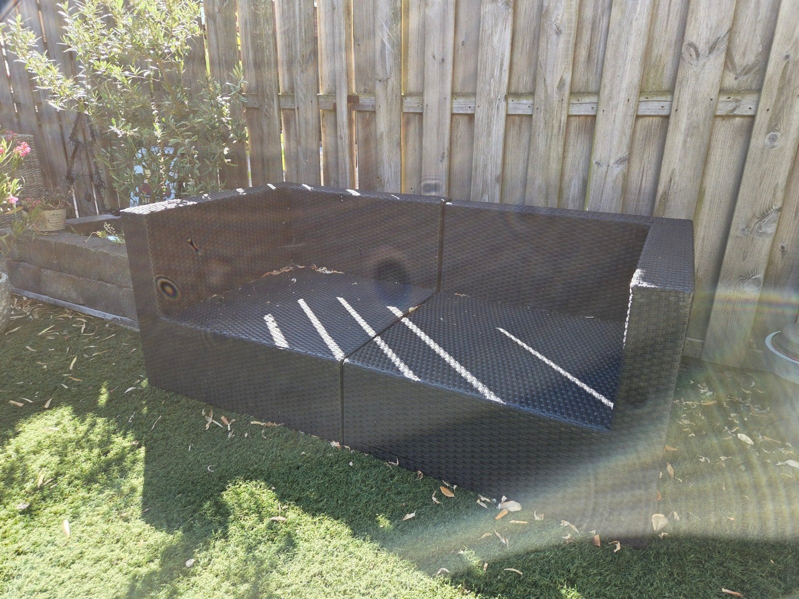 Tuinbank en tuinfauteuil - Wicker loungeset, Tuin en Terras, Ophalen, Gebruikt, Wicker