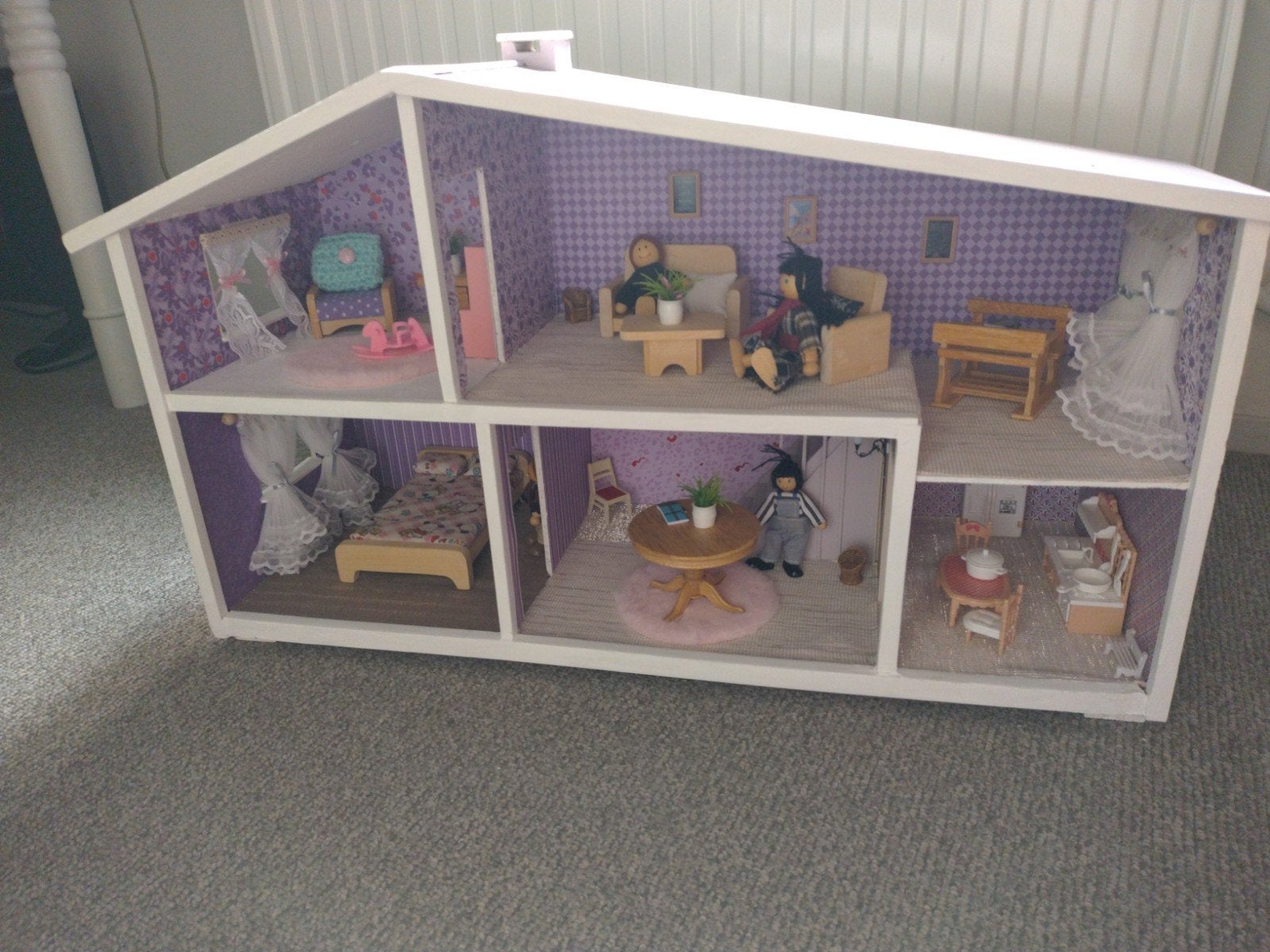 Poppenhuis met meubels en poppen Lundby, Ophalen of Verzenden, Gebruikt, Poppenhuis
