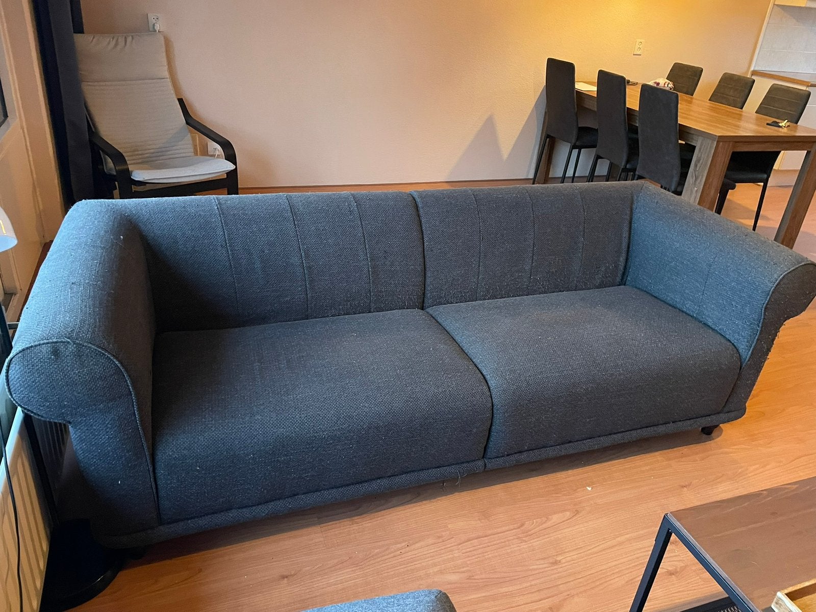 Bank, eettafel, stoelen, salontafel en spiegel, Huis en Inrichting, Ophalen, Gebruikt, Minder dan 75 cm