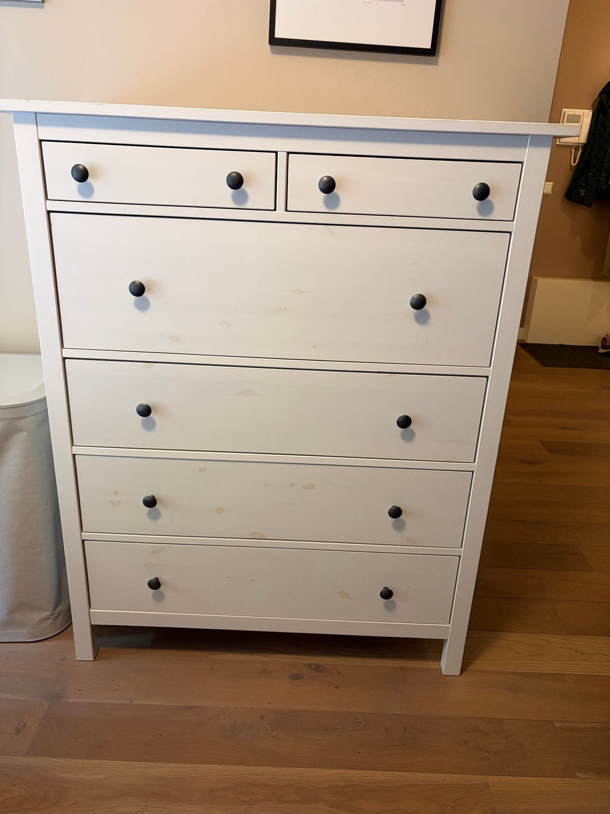 HEMNES Ladekast wit gebeitst, 6 lades - 108x131 cm, Huis en Inrichting, Kasten | Ladekasten, Ophalen, Gebruikt, 5 laden of meer