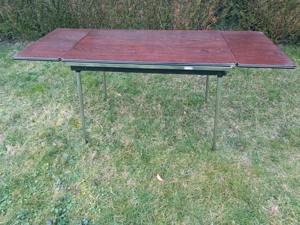 Uitschuifbare retro tafel met formica blad, vintage., Ophalen, Huis en Inrichting