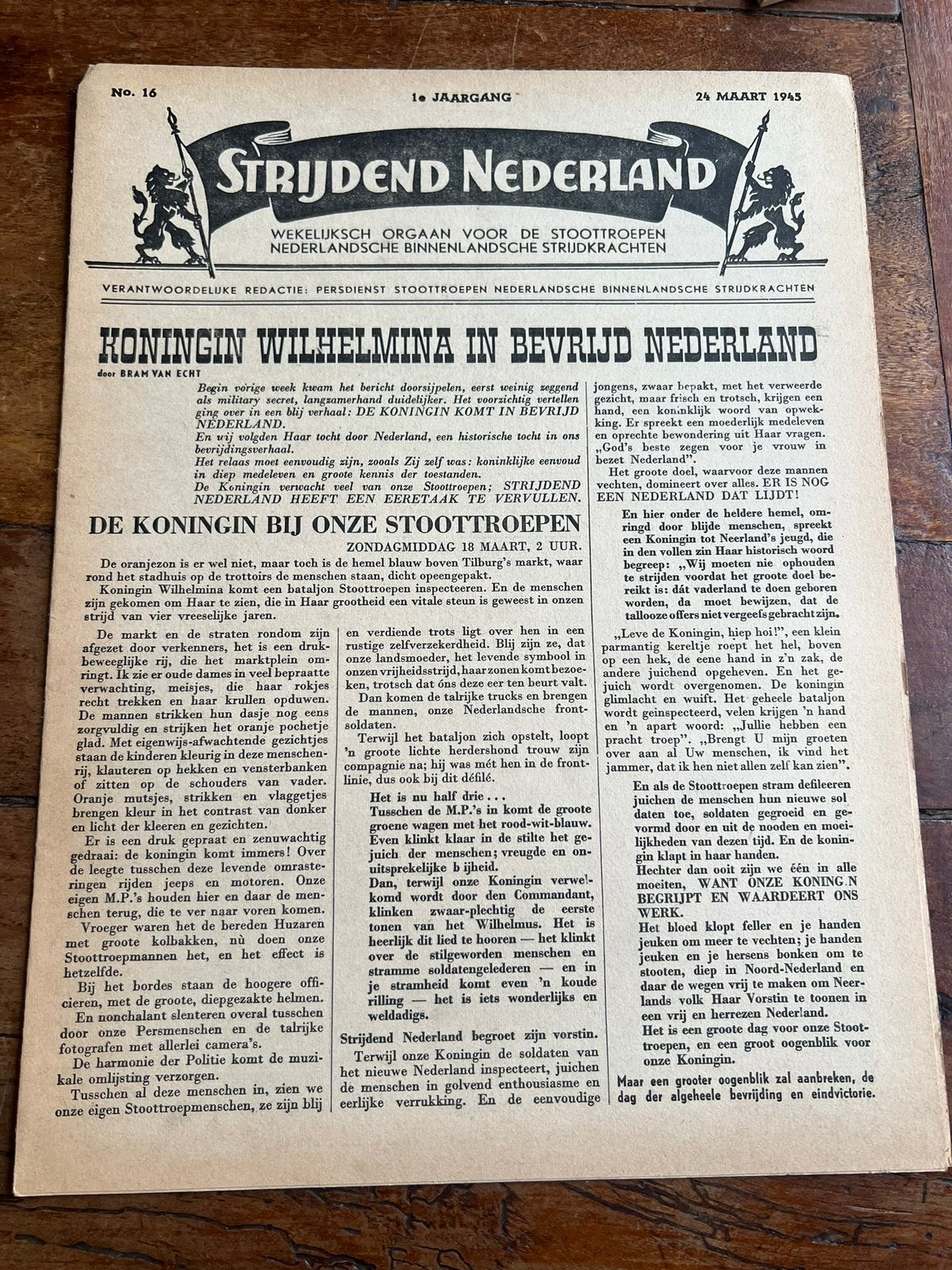 WO2 Nederlands weekblad stoottroepen wilhelmina maart 45, Verzenden, Nederland, Boek of Tijdschrift