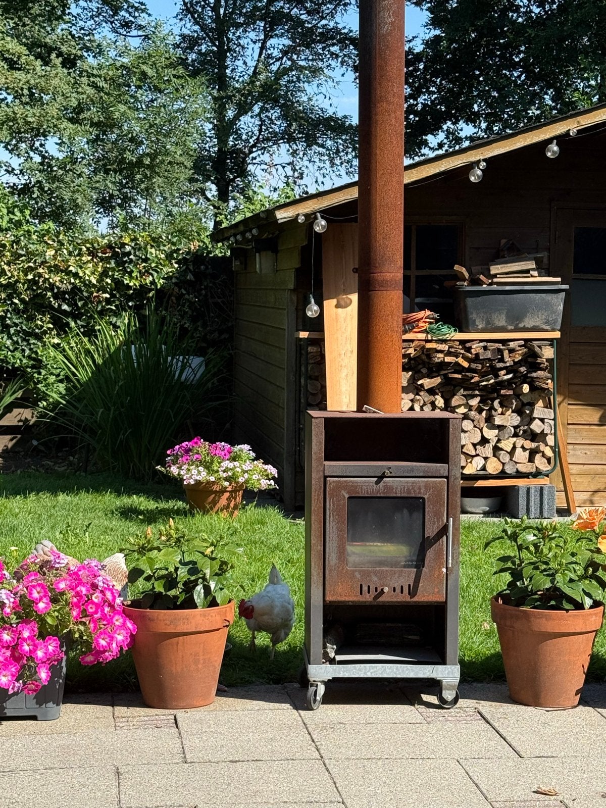 Mooie verrijdbare tuinkachel voor terras, Tuin en Terras, Tuinhaarden, Ophalen of Verzenden, Gebruikt