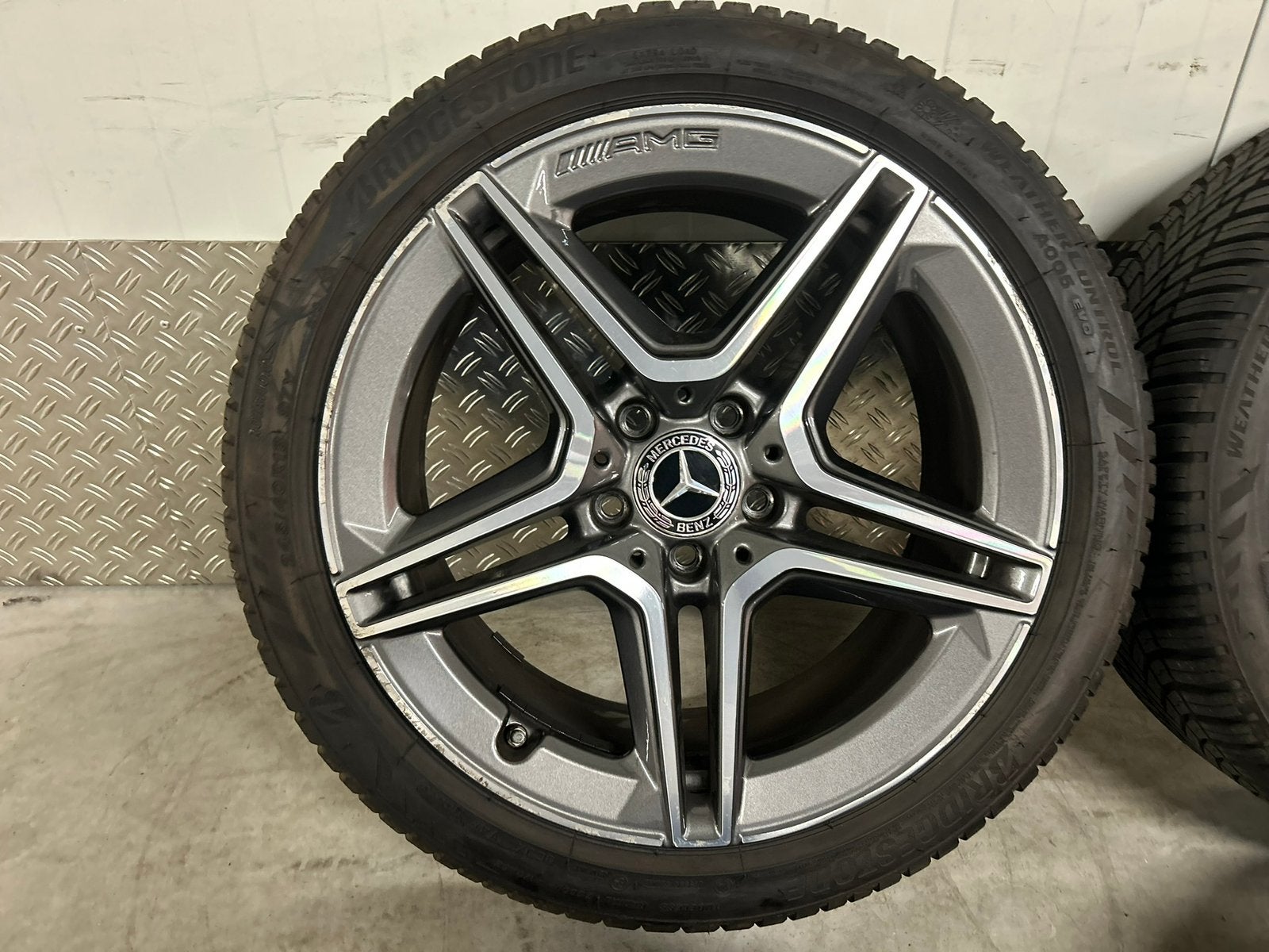 Originele Mercedes AMG C-klasse W205 breedset allseason, Ophalen, 18 inch, Gebruikt, Banden en Velgen