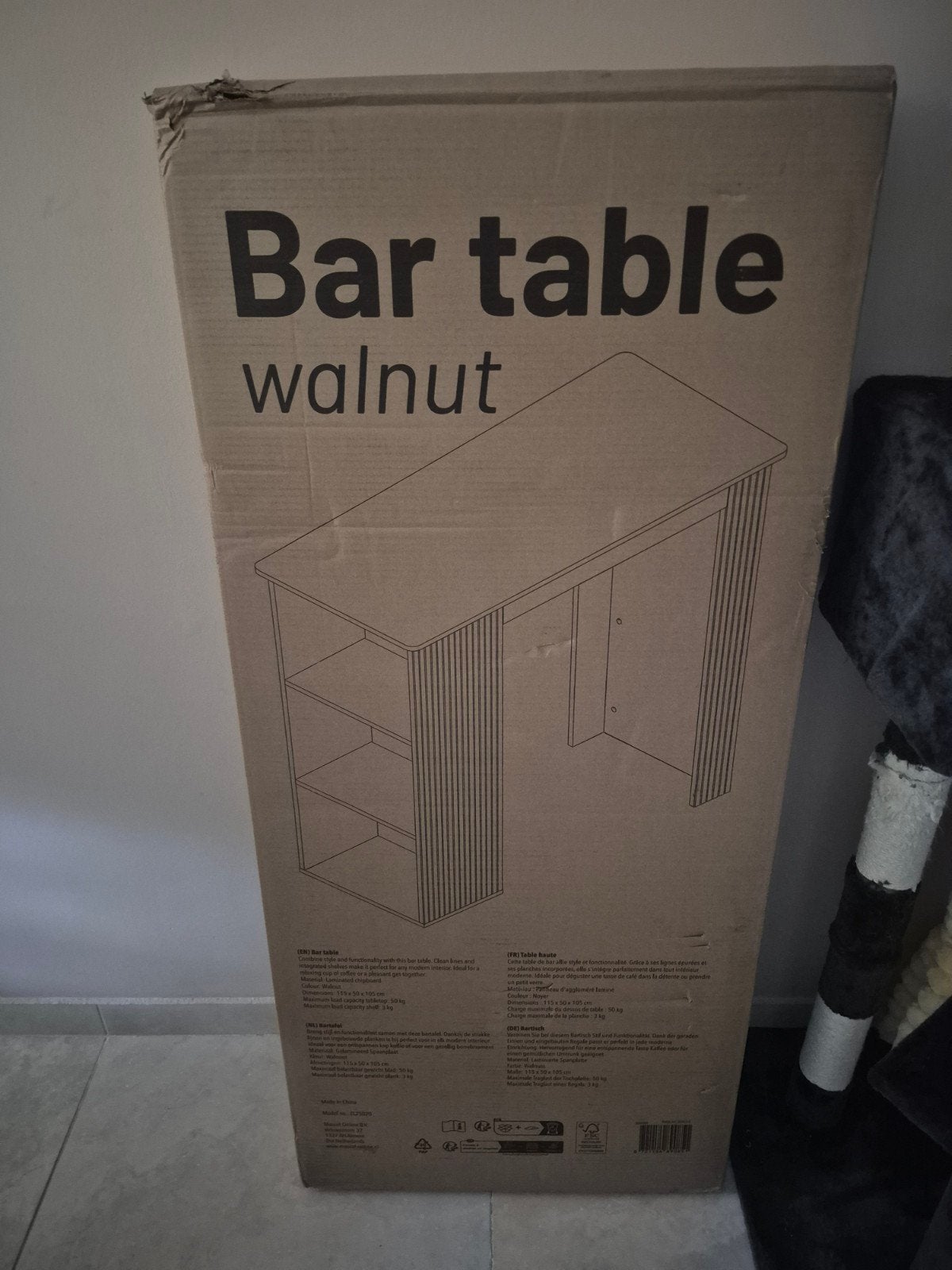 Nieuwe bartafel walnootkleur - niet mijn ding, Ophalen of Verzenden, Nieuw