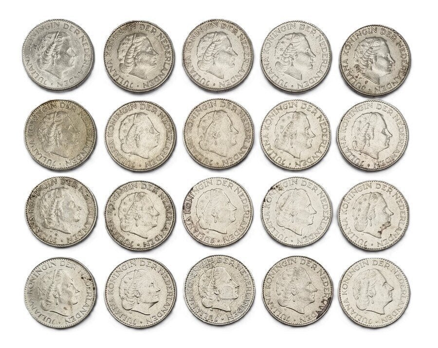 966. Zilveren guldens - Koningin Juliana, 1954–1967, 1 gulden, Koningin Juliana, Setje, Zilver