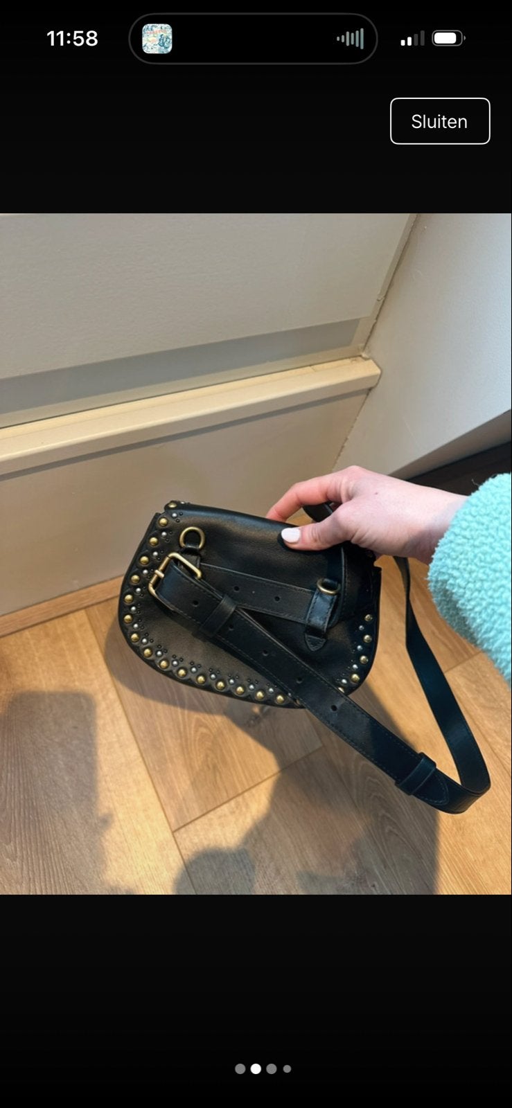 Zwarte Coach Schoudertasje met Studs, Ophalen of Verzenden, Zo goed als nieuw, Zwart, Schoudertasje