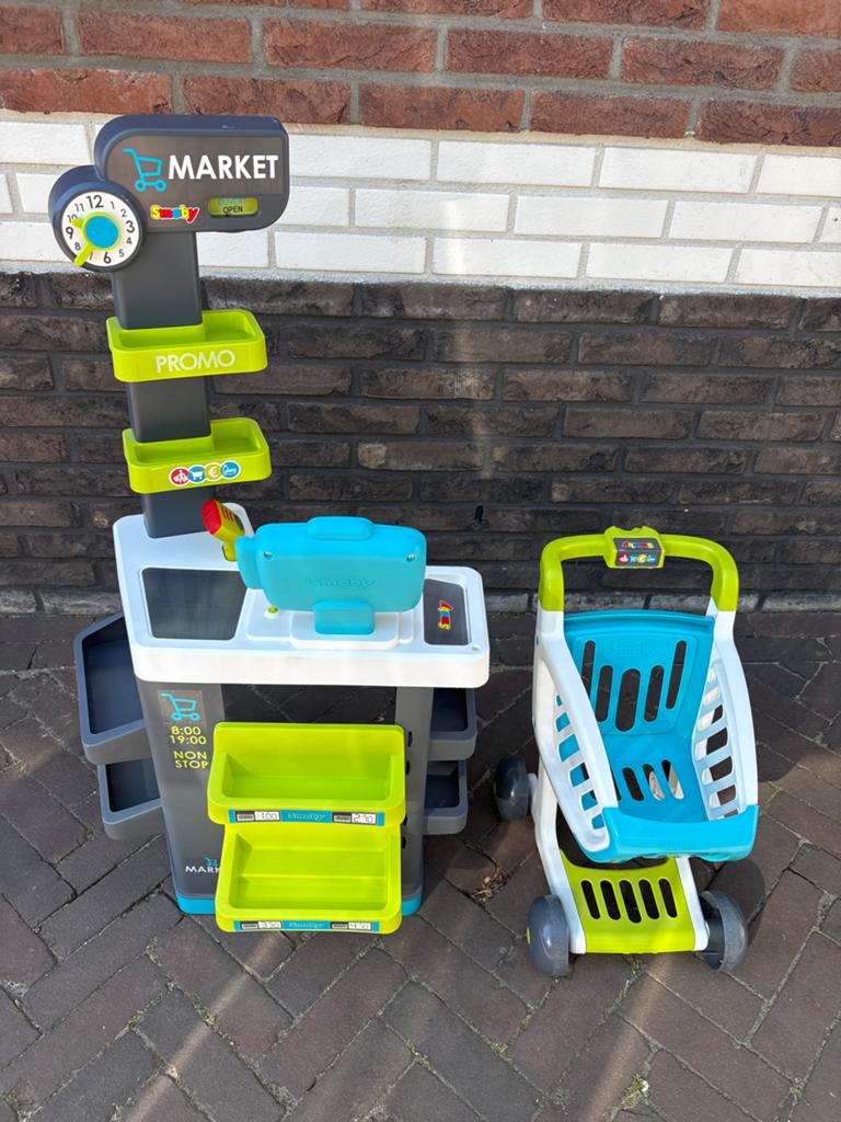 Smoby Supermarkt Speelset met Winkelwagen, Ophalen, Gebruikt, Jongen of Meisje