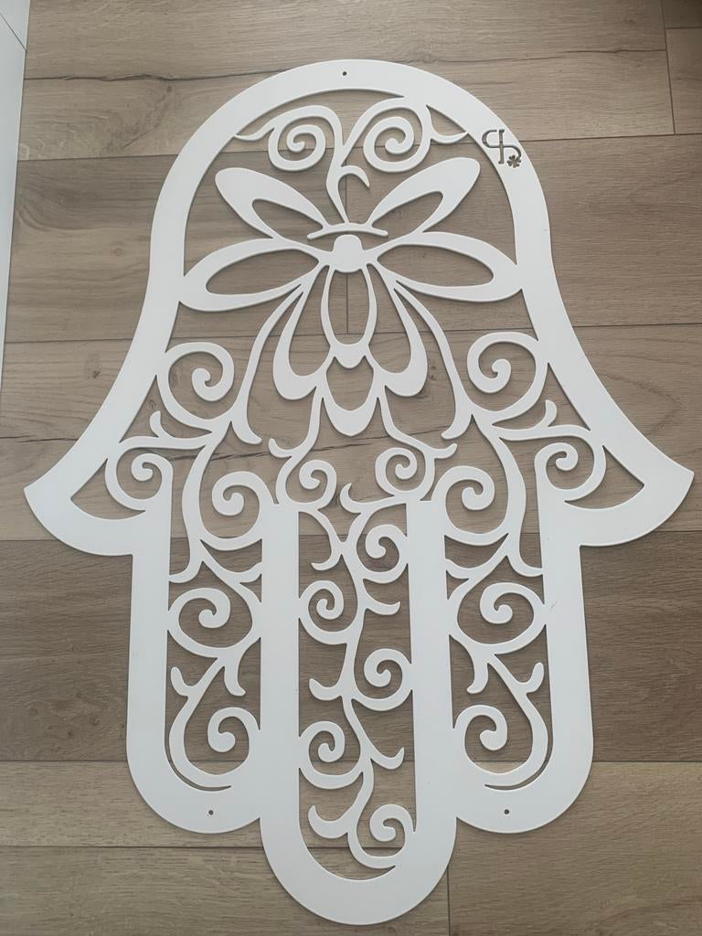 Decoratieve Hamsa Hand Muurdecoratie Wit, Huis en Inrichting, Ophalen, Nieuw, Oosters, Metaal