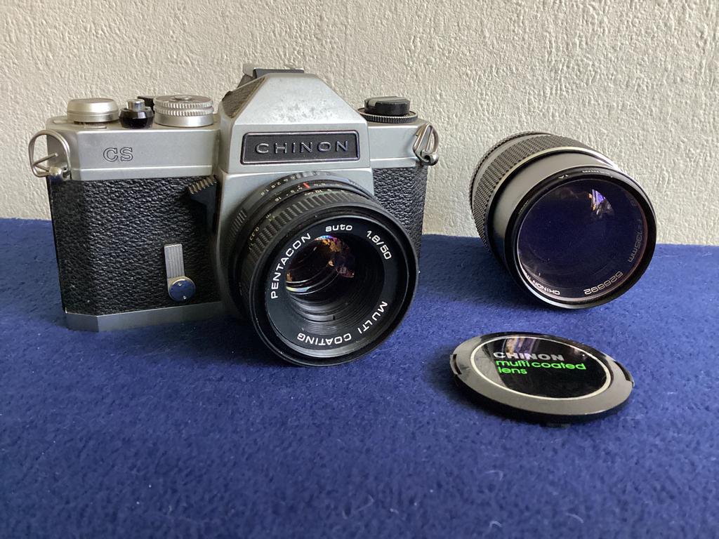 CHINON analoge camera met extra lens, Ophalen of Verzenden, Gebruikt, Spiegelreflex, Overige Merken