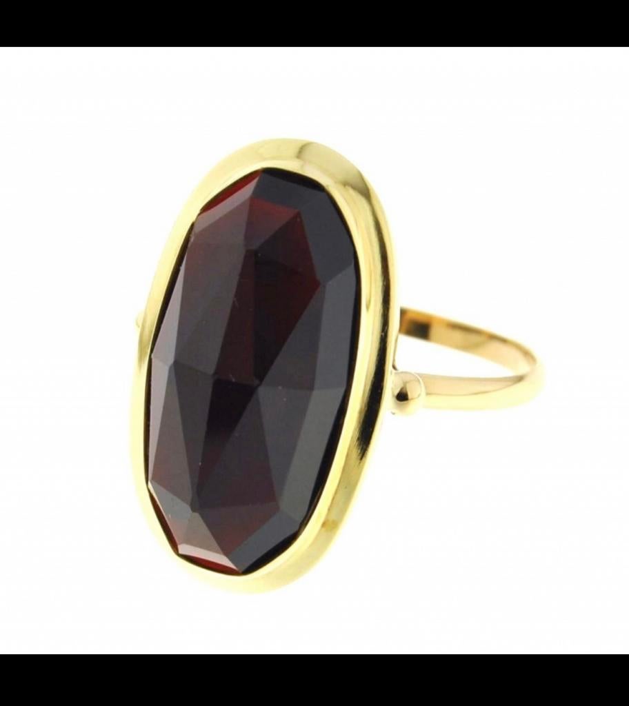 VERLOREN / LOST 22-4-2026 Gouden ring met granaat-edelsteen, Gebruikt, Ophalen of Verzenden, Kleiner dan 17, Met edelsteen