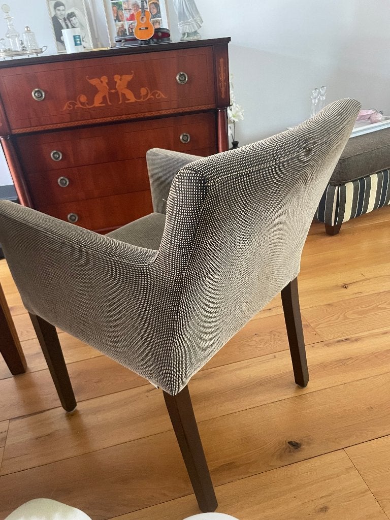6 Bruin/beige stoelen met ruitjespatroon, Ophalen, Gebruikt, Bruin, Klassiek