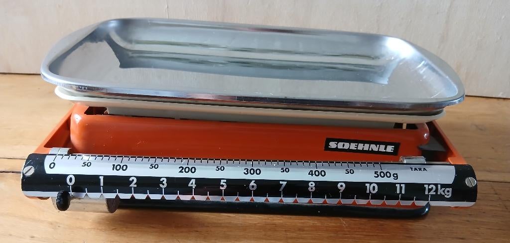 Retro oranje keukenweegschaal. Merk Soehnle, Overige typen, Ophalen of Verzenden, Zo goed als nieuw, Metaal