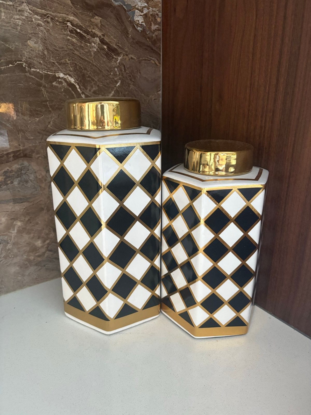 Richmond decoratie potten - set van 2, Ophalen, Zwart, Zo goed als nieuw, Modern
