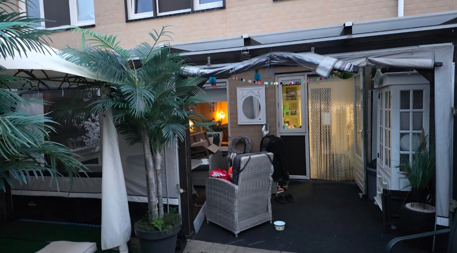 Zeer mooie, stevige veranda 6x3m met zijwanden en RVS goot, Tuin en Terras, Ophalen, Gebruikt, Veranda
