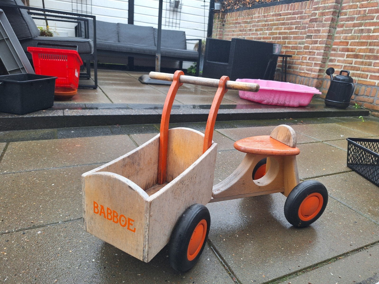 Babboe houten bakfiets voor peuters, Ophalen, Gebruikt