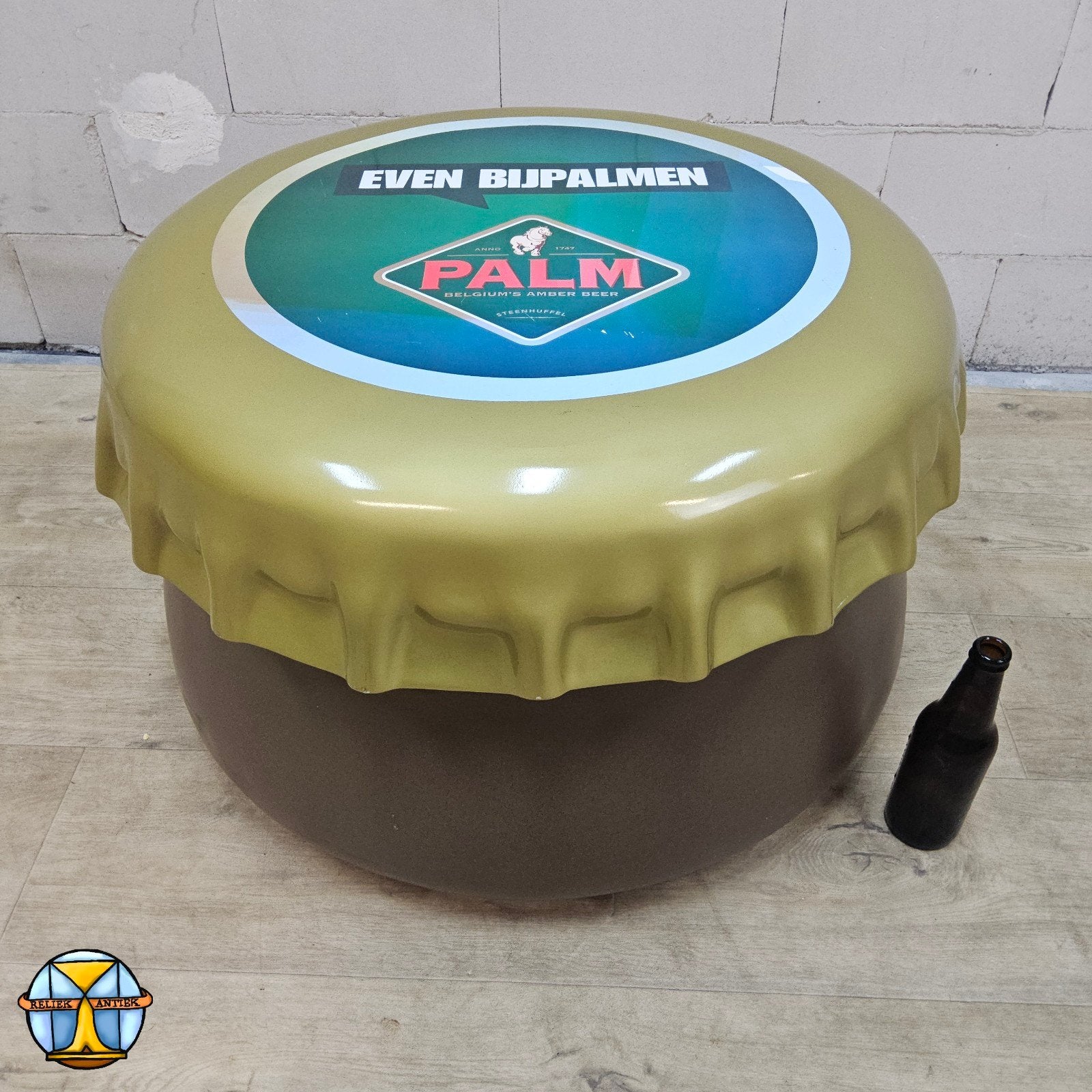 Vintage Palm Bier Dop poef / kruk / Bijzettafel (mancave), Gebruikt, Gebruiksvoorwerp, ., Ophalen of Verzenden