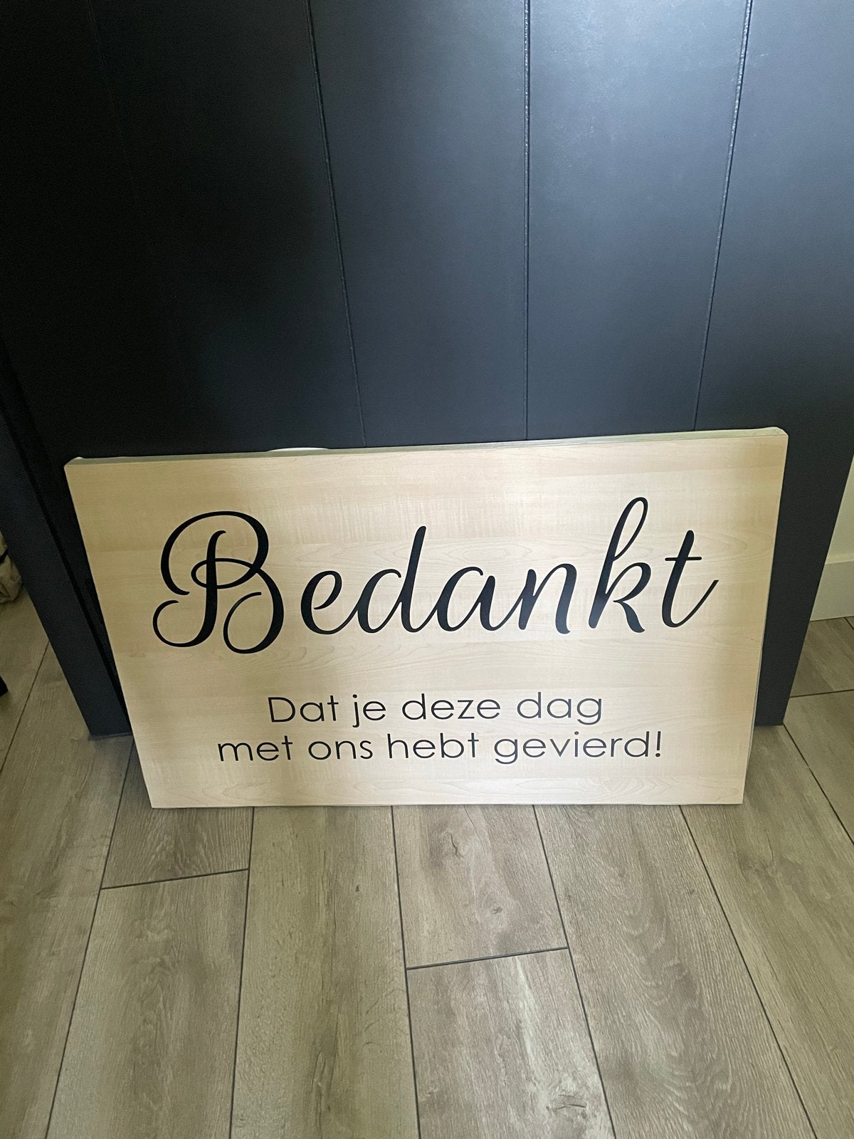 Houten Bedankt Bord - Feestdecoratie, Huis en Inrichting, Ophalen, Zo goed als nieuw, Beige, Hout