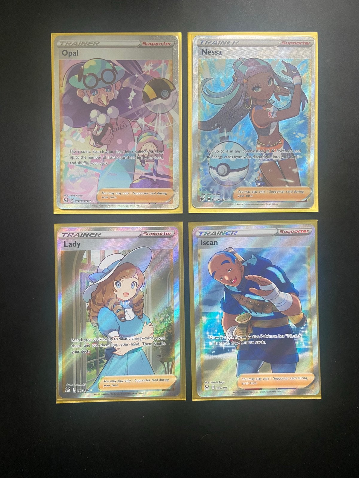 Pokémon TCG Full Art Trainer Kaarten lost origin (4 stuks), Ophalen of Verzenden, Zo goed als nieuw, Meerdere kaarten, Foil