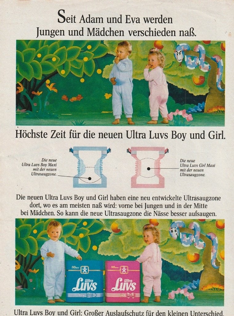 Retro reclame 1989 Luvs baby luiers sinds Adam & Eva, Verzenden, Overige typen
