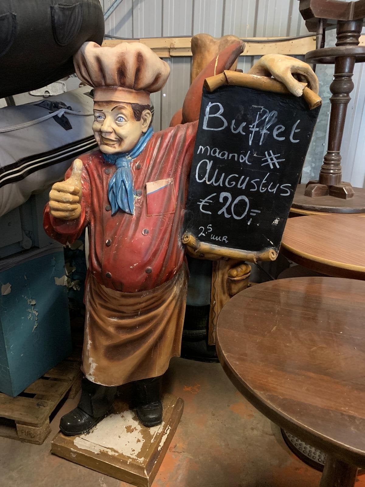 Grote Chef-kok Beeld met Krijtbord - Decoratie, Ophalen