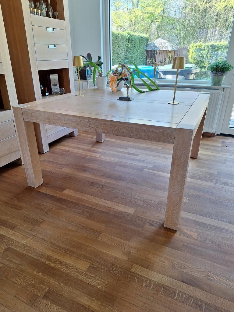 Massief eikenhouten eettafel van Goossens, Huis en Inrichting, Tafels | Eettafels, Ophalen, Gebruikt, 200 cm of meer, 50 tot 100 cm