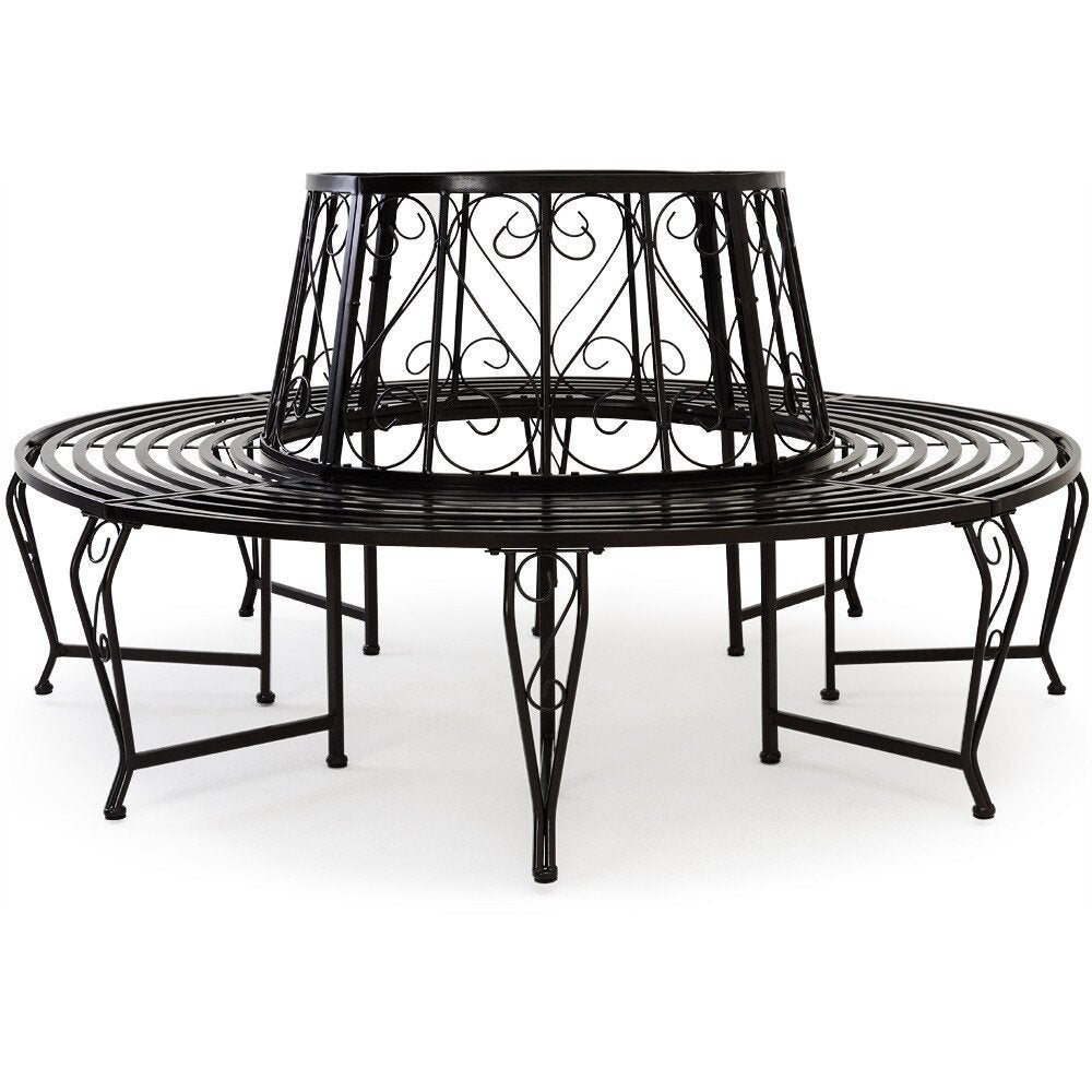 Boombank parkbank halfrond ijzer ø160 zwart GRATIS BEZORGD!, Tuin en Terras, Tuinwanddecoratie, Nieuw, Verzenden