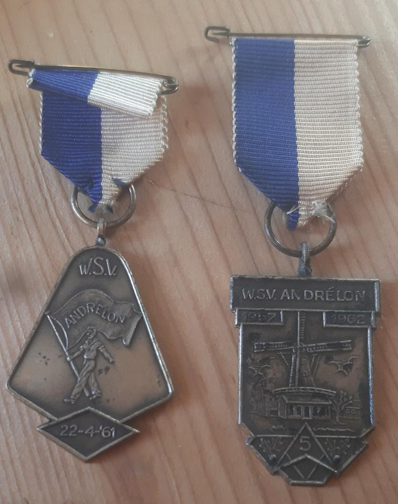 2 Vintage Wandel Medailles WSV Andrelon 1961 & 1962, Verzamelen, Ophalen of Verzenden