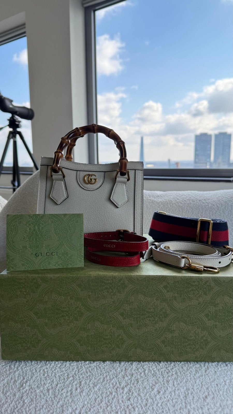 Gucci Dina Mini ( Zo goed als nieuw), Sieraden, Tassen en Uiterlijk, Ophalen of Verzenden, Zo goed als nieuw, Wit, Handtas