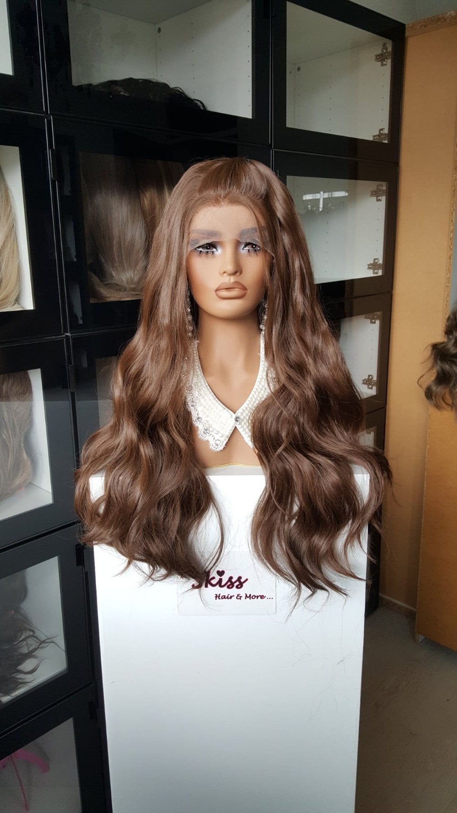 Luxe Lace Pruik: Midden Bruin - Slag - 70cm Lang, Ophalen of Verzenden, Nieuw, Pruik of Haarverlenging