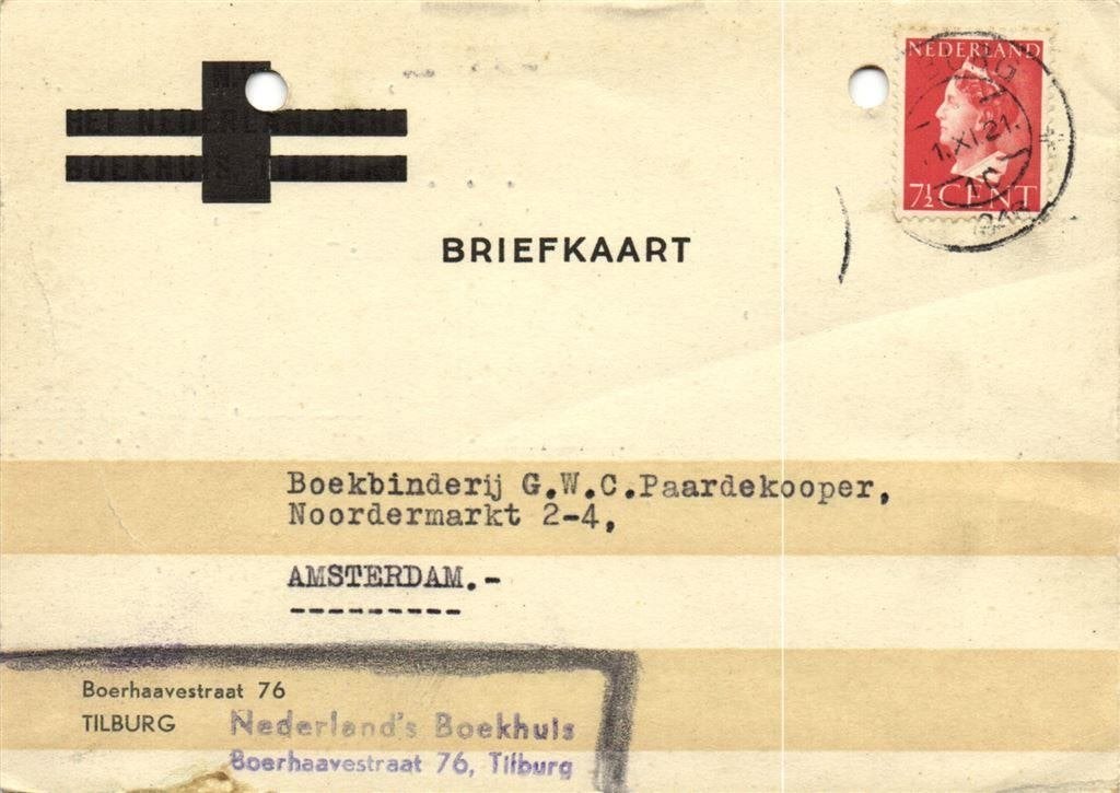Nederland s Boekhuis, Tilburg - 11.1946 - briefkaart, Ophalen of Verzenden, Briefkaart
